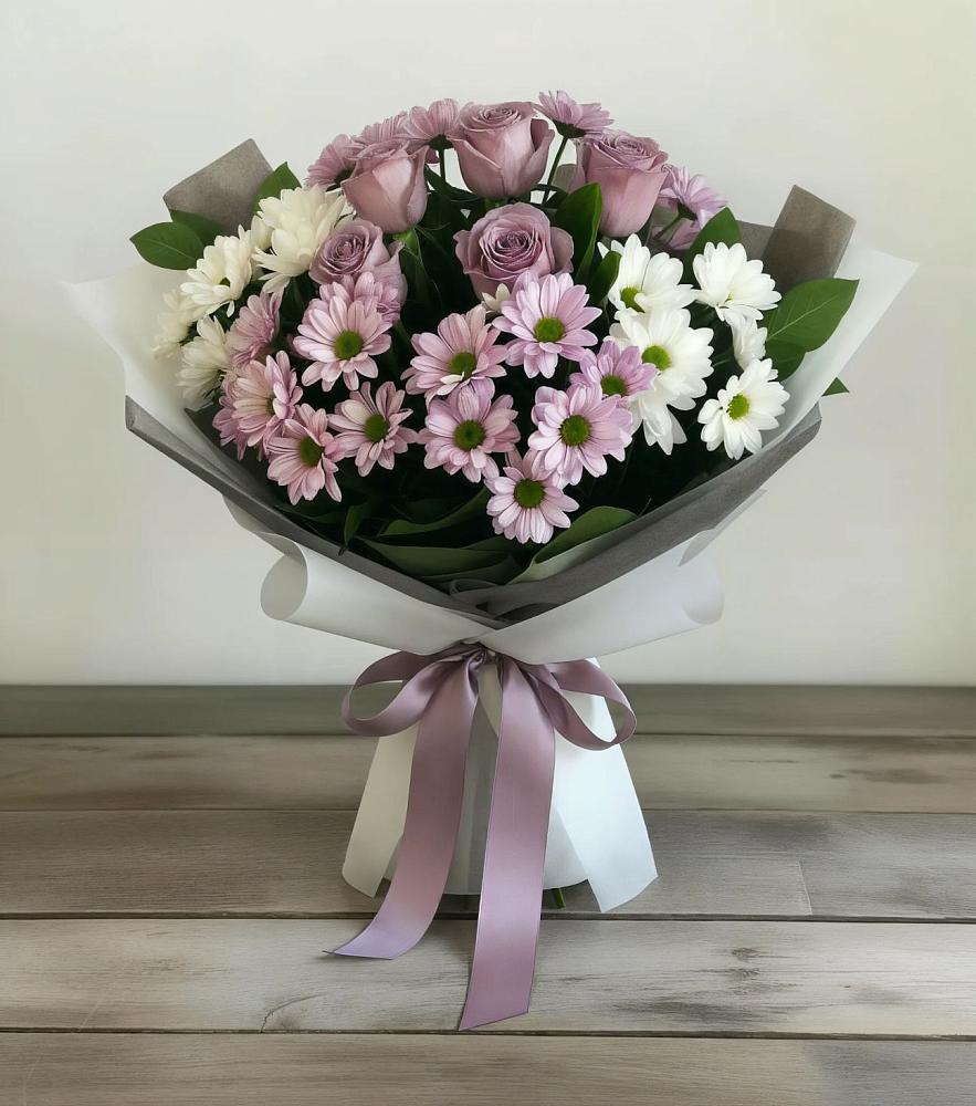 Букет цветов из: Хризантемы и Розы в Янкуле