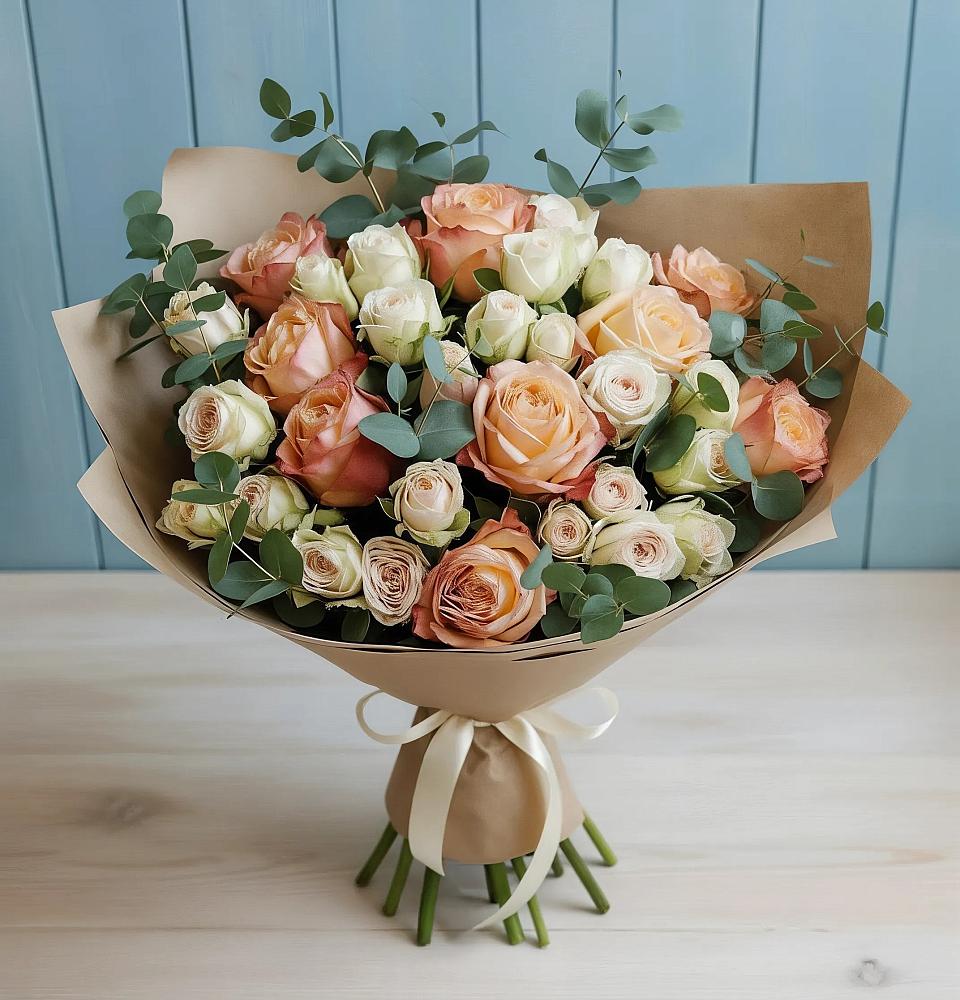 Букет цветов из: Альстромерии и Розы в Янкуле