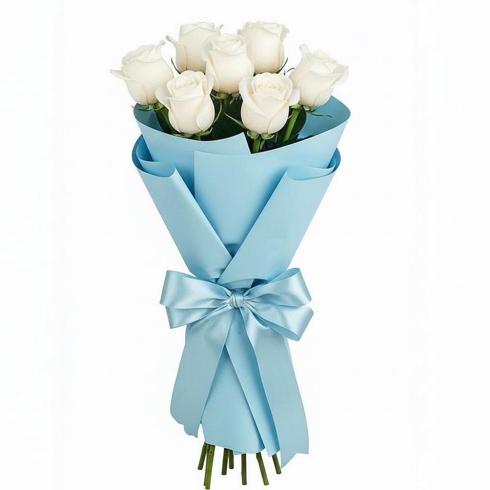 Букет 7 белых роз Проуд в Янкуле