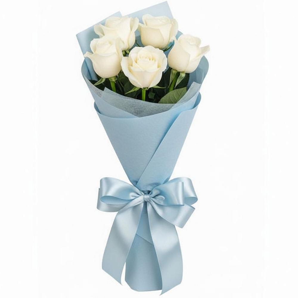 Букет 5 Белых роз Проуд в Янкуле