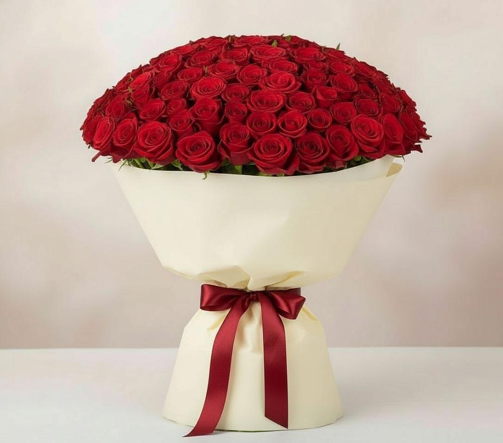 Букет 101 Красная роза Милано в Янкуле