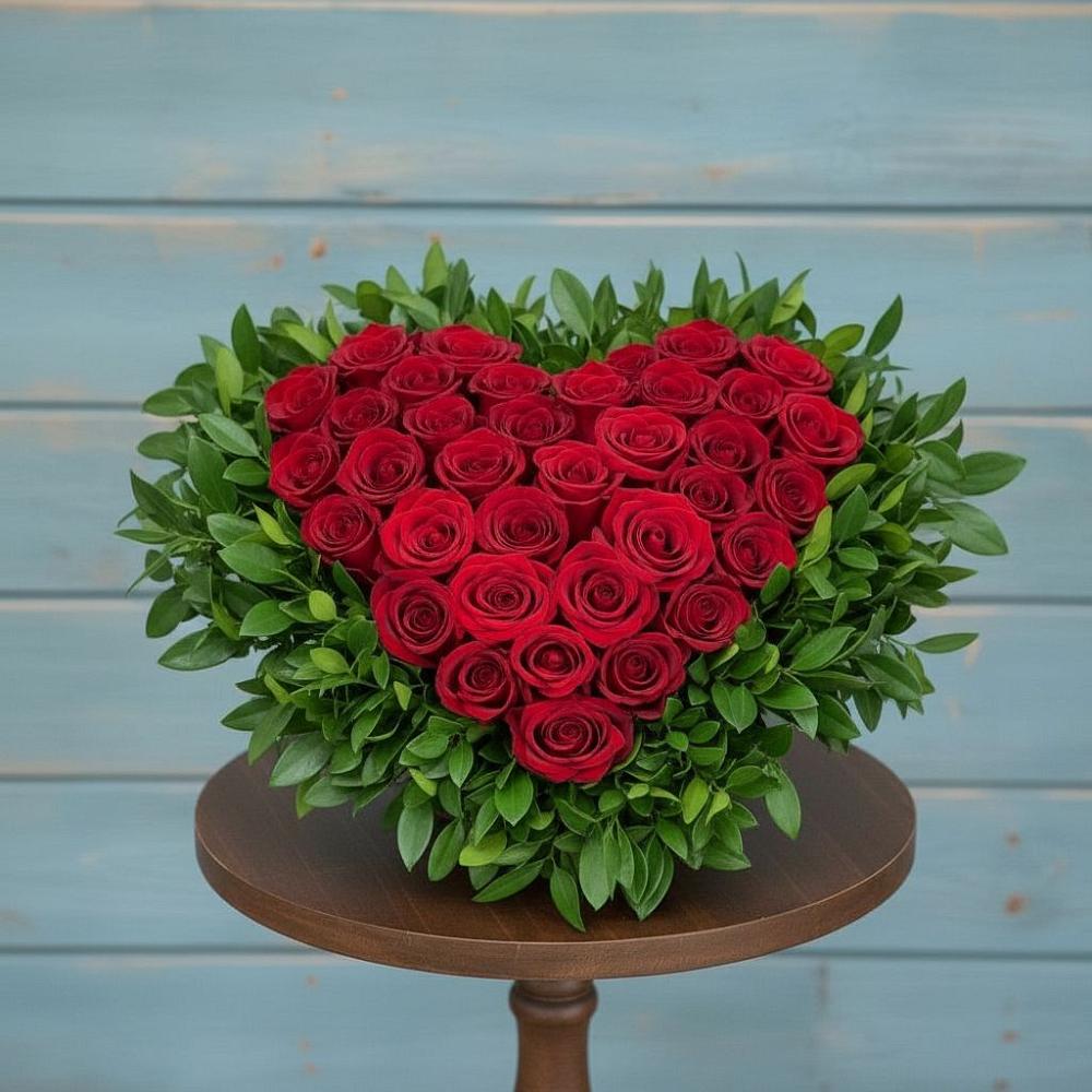 Цветочная композиция из Розы в виде сердца в Янкуле