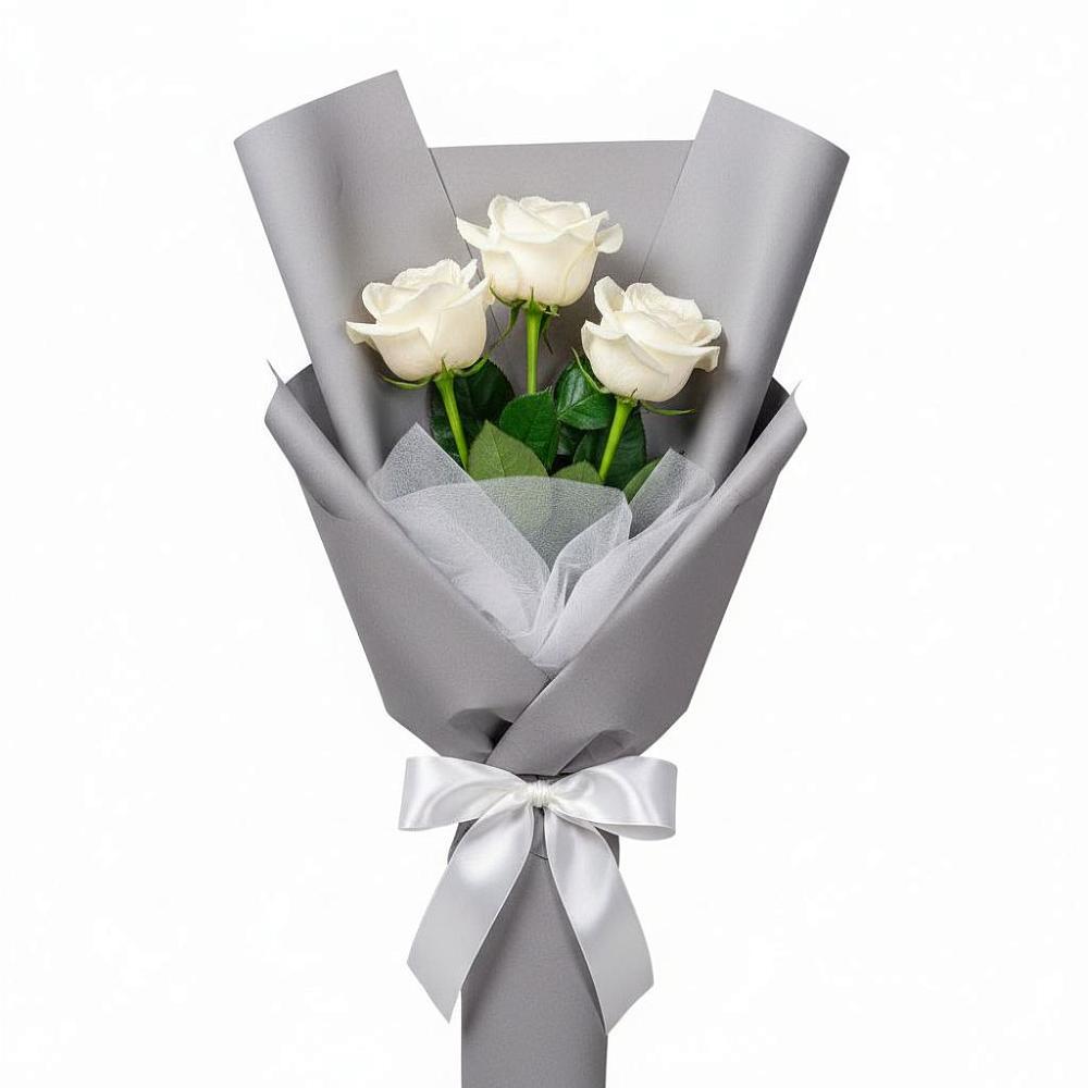 Букет 3 белые розы в Янкуле