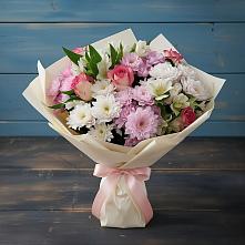 Букет цветов из:  Хризантемы, Альстромерии и Розы в Янкуле