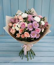 Букет цветов из:  Хризантемы, Розы и Альстромерии в Янкуле