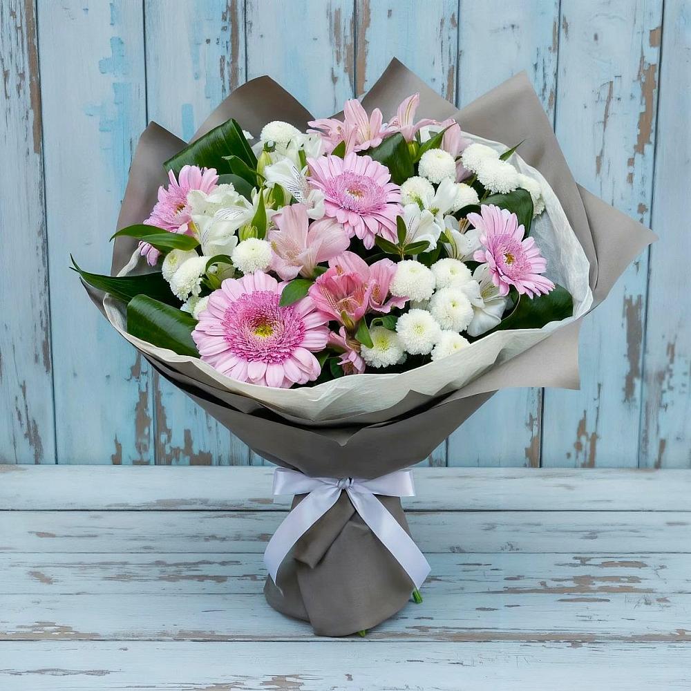 Букет цветов из: Герберы, Альстромерии и Хризантемы в Янкуле