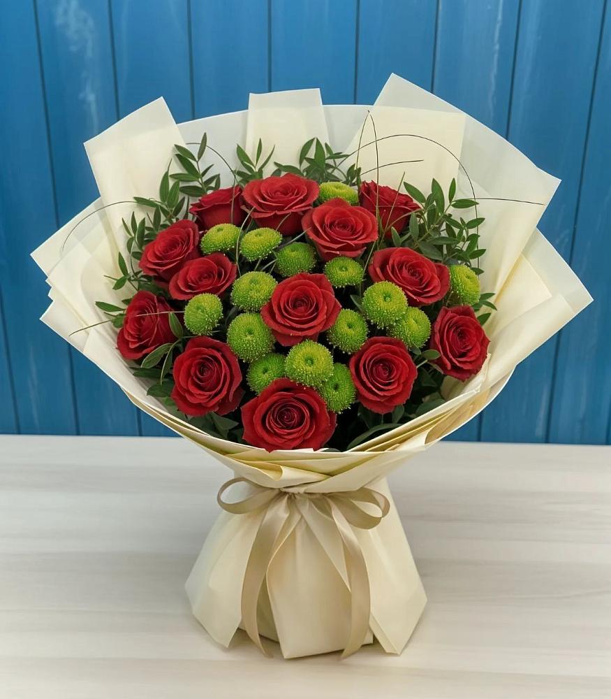 Букет цветов из: Розы и Хризантемы в Янкуле