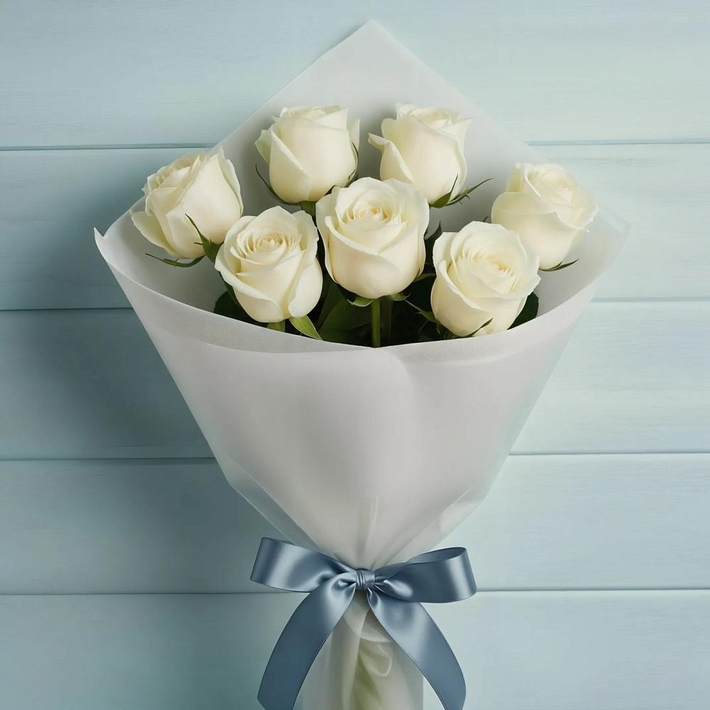 Букет 7 Белых роз Эдлесс Лав в Янкуле